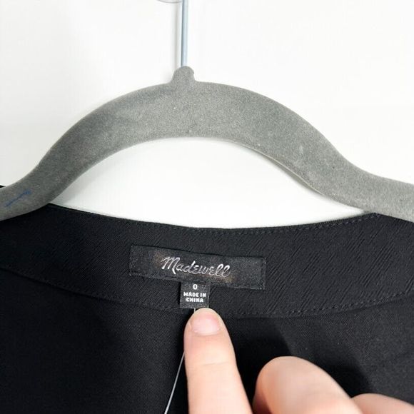 Madewell Mini Dress Womens Pleated Waist True Wrap V-Neck Dress Black Size 0 NWT - Picture 5 of 13